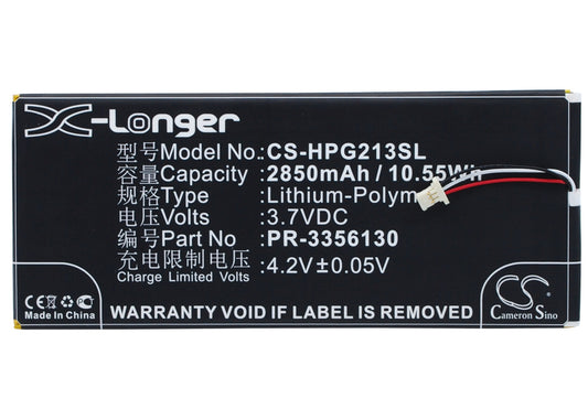 3.7V 2850mAh/10.55Wh Li-Polymer Tablet Battery for HP