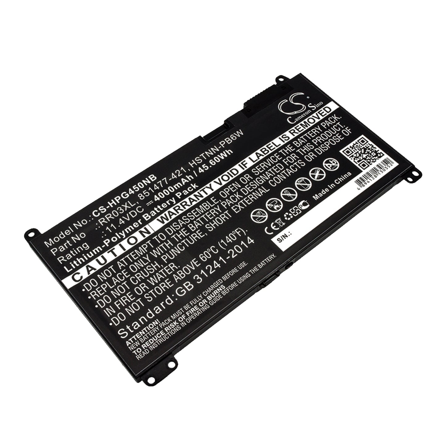 11.4V 4000mAh/45.60Wh Li-Polymer Notebook/Laptop Battery for HP