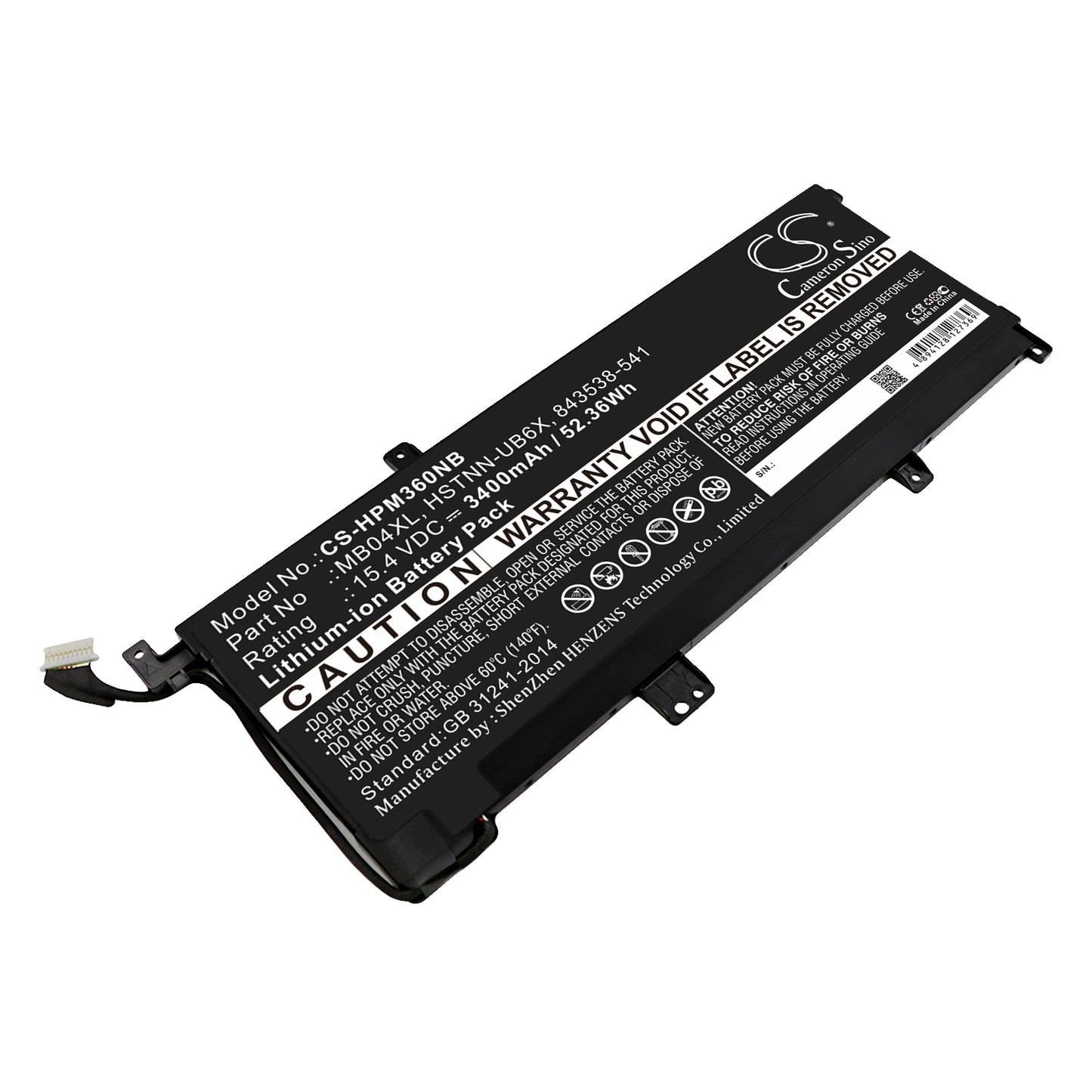 15.4V 3400mAh/52.36Wh Li-ion Notebook/Laptop Battery for HP