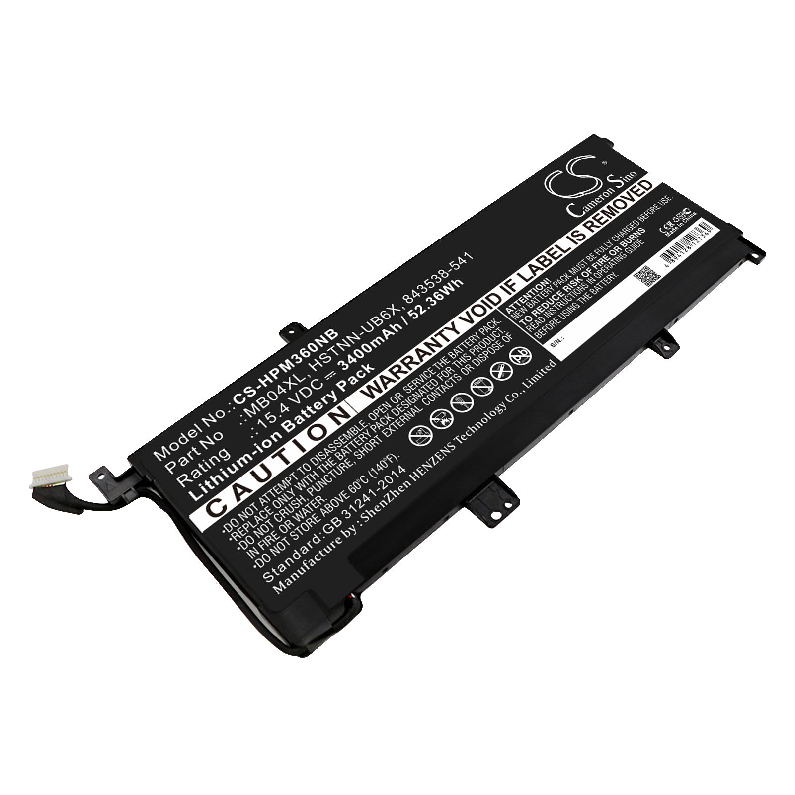 15.4V 3400mAh/52.36Wh Li-ion Notebook/Laptop Battery for HP