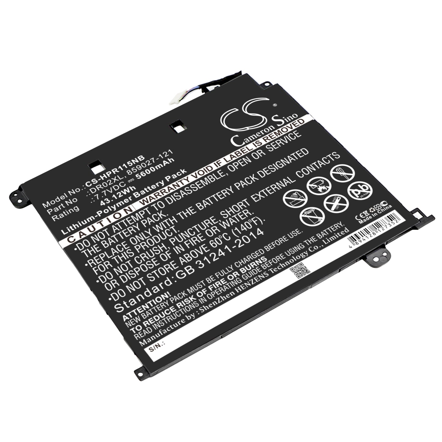 7.7V 5600mAh/43.12Wh Li-Polymer Notebook/Laptop Battery for HP