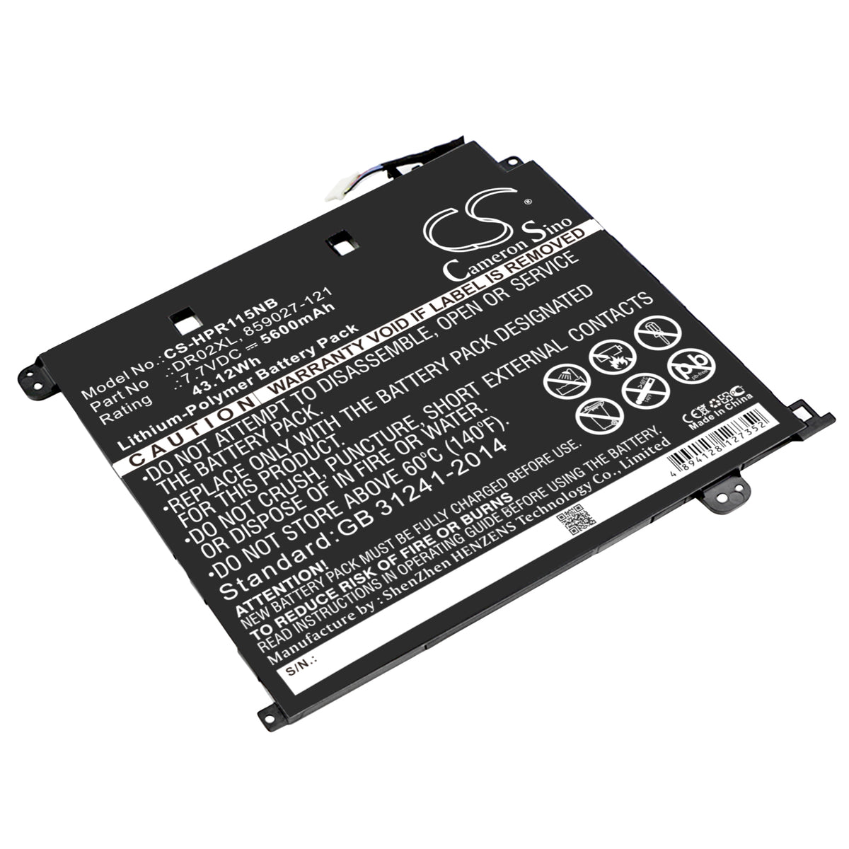 7.7V 5600mAh/43.12Wh Li-Polymer Notebook/Laptop Battery for HP
