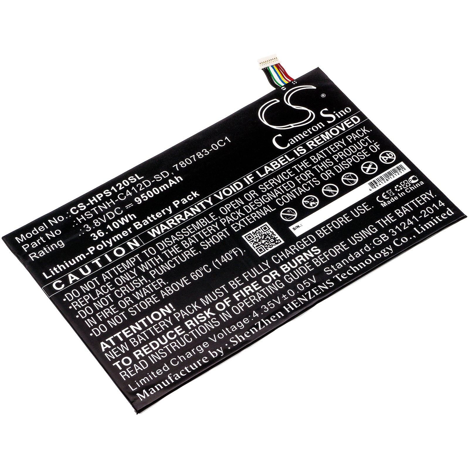 3.8V 9500mAh/36.10Wh Li-Polymer Tablet Battery for HP