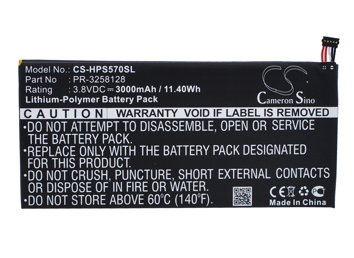 3.8V 3000mAh/11.40Wh Li-Polymer Tablet Battery for HP
