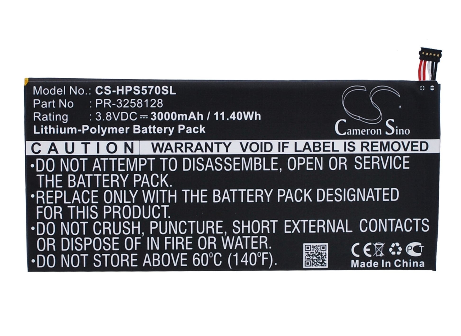 3.8V 3000mAh/11.40Wh Li-Polymer Tablet Battery for HP