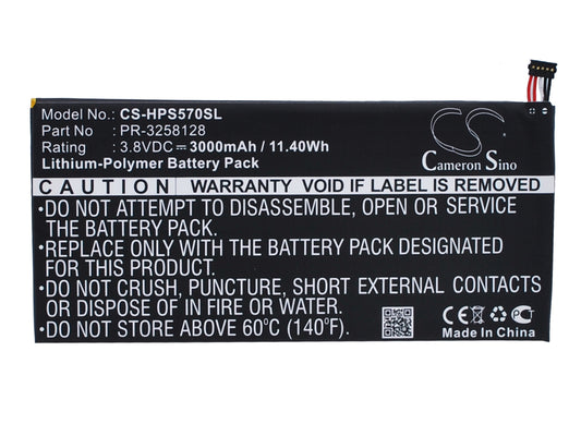 3.8V 3000mAh/11.40Wh Li-Polymer Tablet Battery for HP
