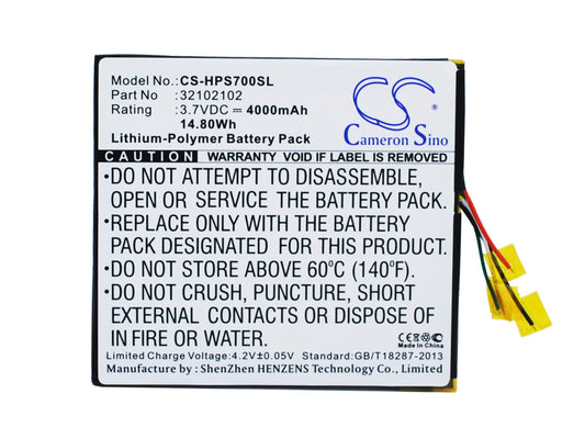3.7V 4000mAh/14.80Wh Li-Polymer Tablet Battery for HP