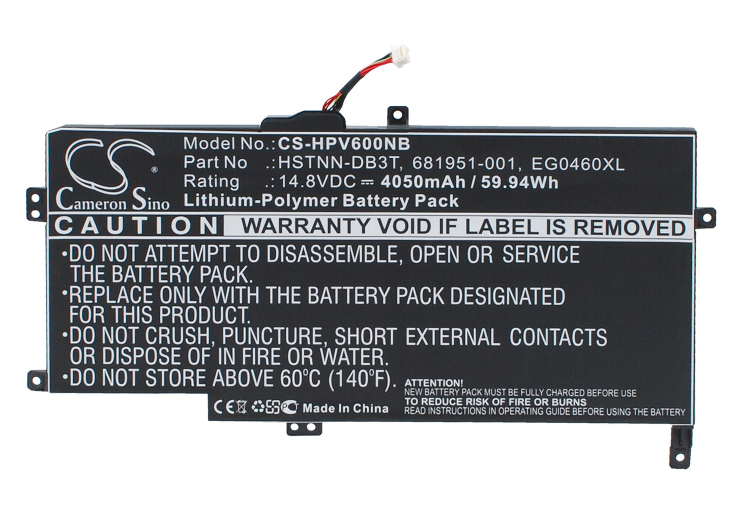 14.8V 4050mAh/59.94Wh Li-Polymer Notebook/Laptop Battery for HP