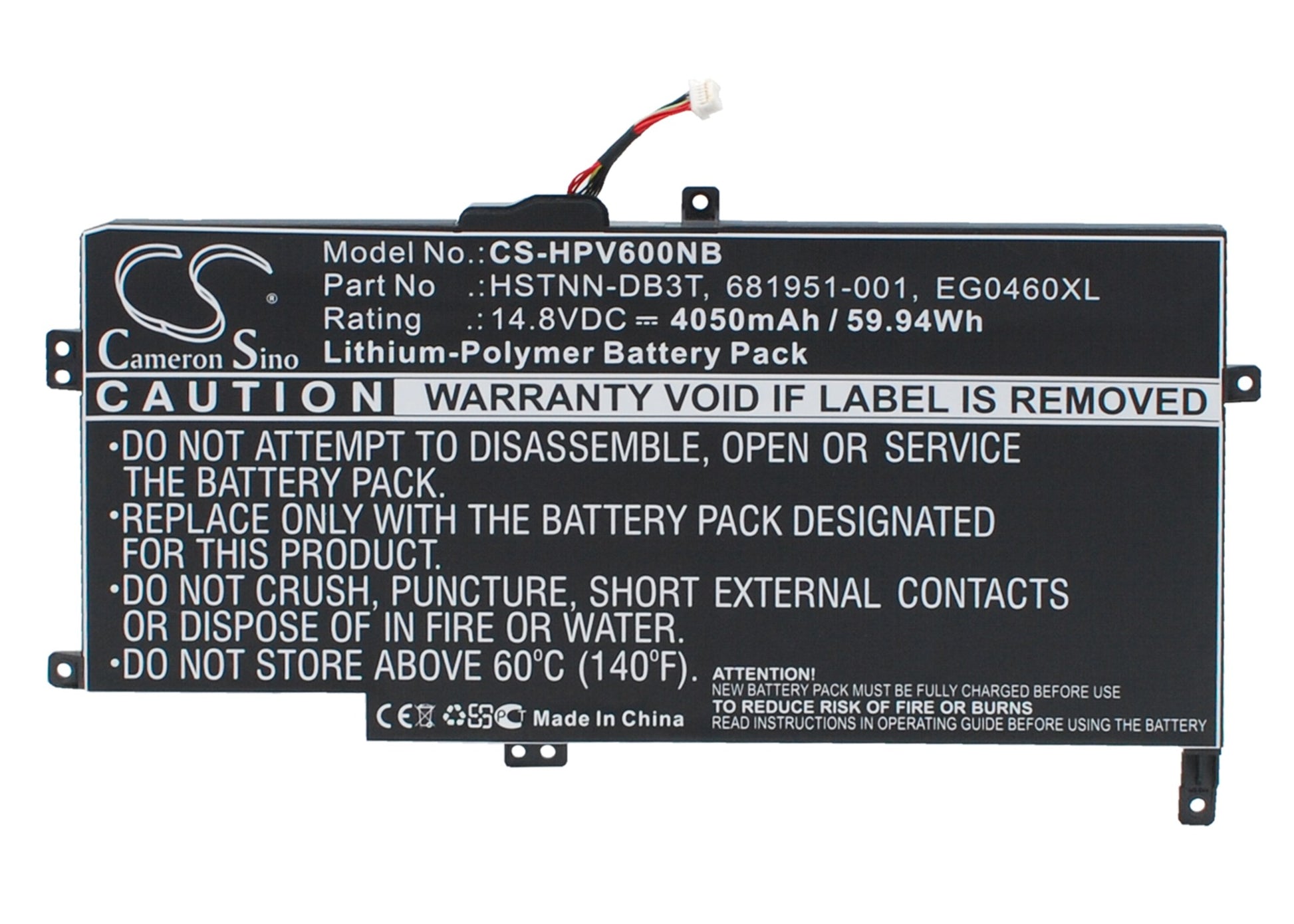 14.8V 4050mAh/59.94Wh Li-Polymer Notebook/Laptop Battery for HP