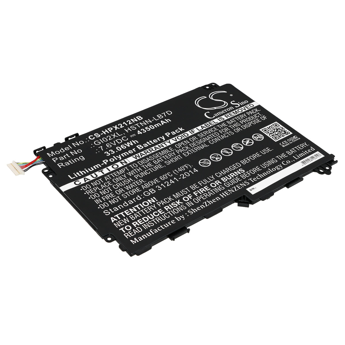 7.6V 4350mAh/33.06Wh Li-Polymer Notebook/Laptop Battery for HP