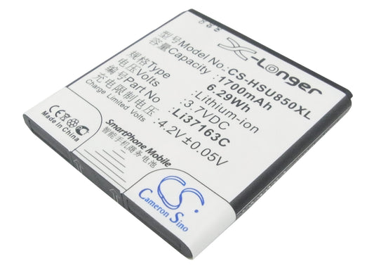 3.7V 1700mAh/6.29Wh Li-ion Mobile/SmartPhone Battery for Hisense