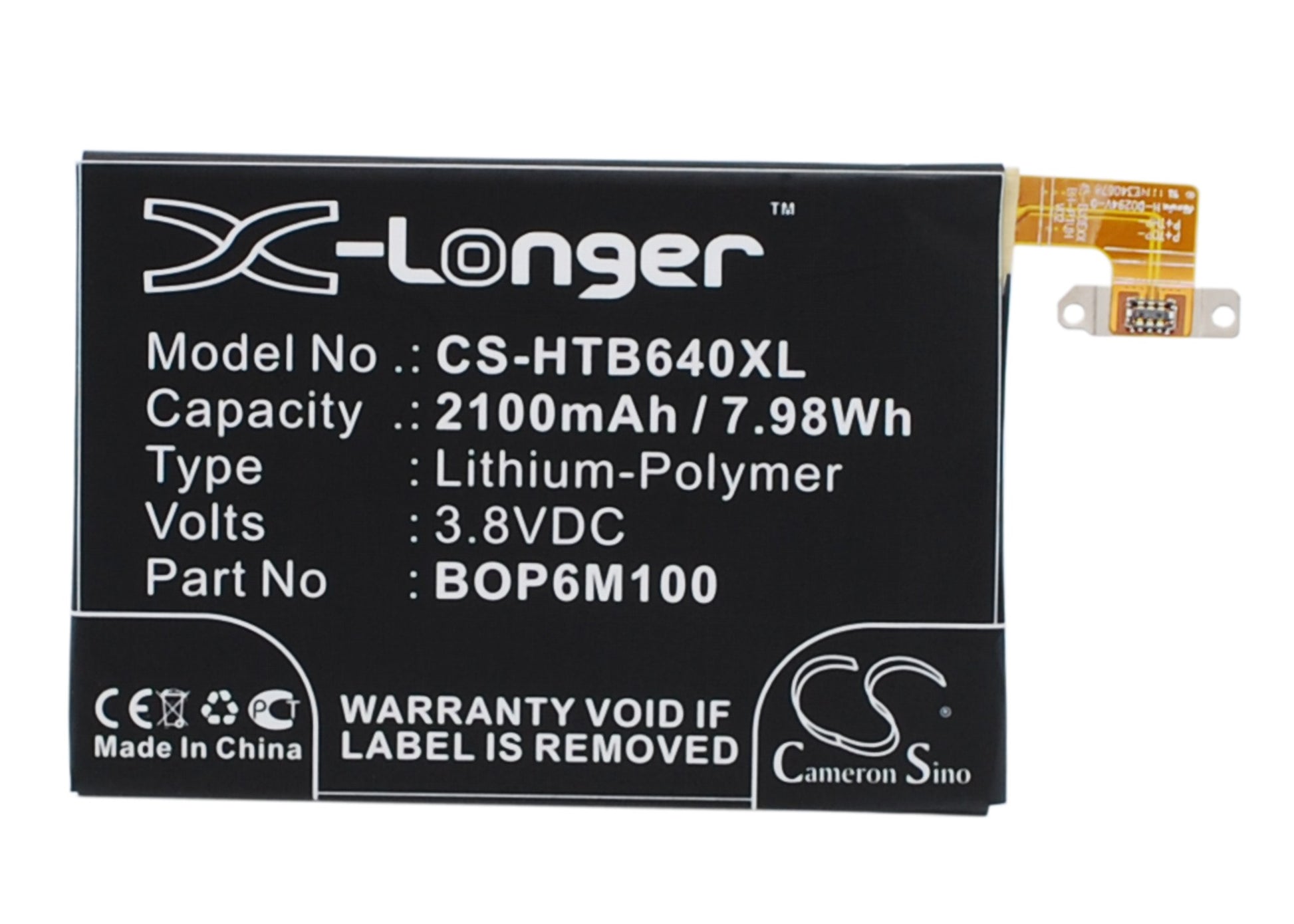 3.8V 2100mAh/7.98Wh Li-Polymer Mobile/SmartPhone Battery for HTC