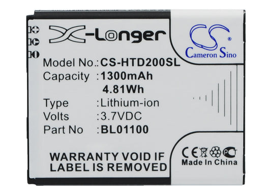 3.7V 1300mAh/4.81Wh Li-ion Mobile/SmartPhone Battery for HTC