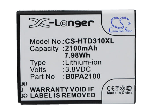 3.8V 2100mAh/7.98Wh Li-ion Mobile/SmartPhone Battery for HTC