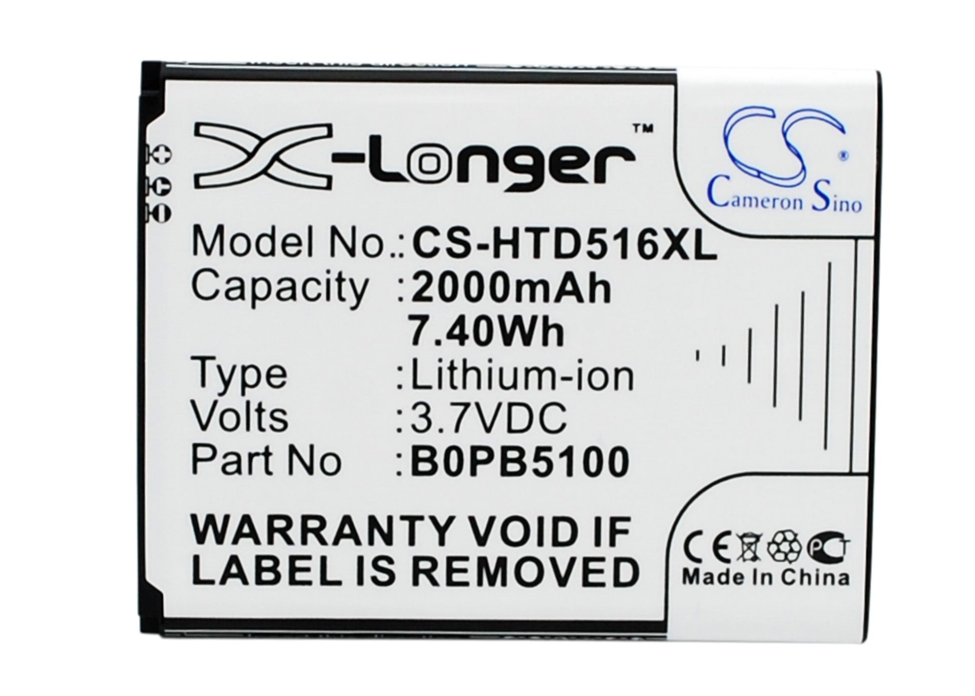 3.7V 2000mAh/7.40Wh Li-ion Mobile/SmartPhone Battery for HTC