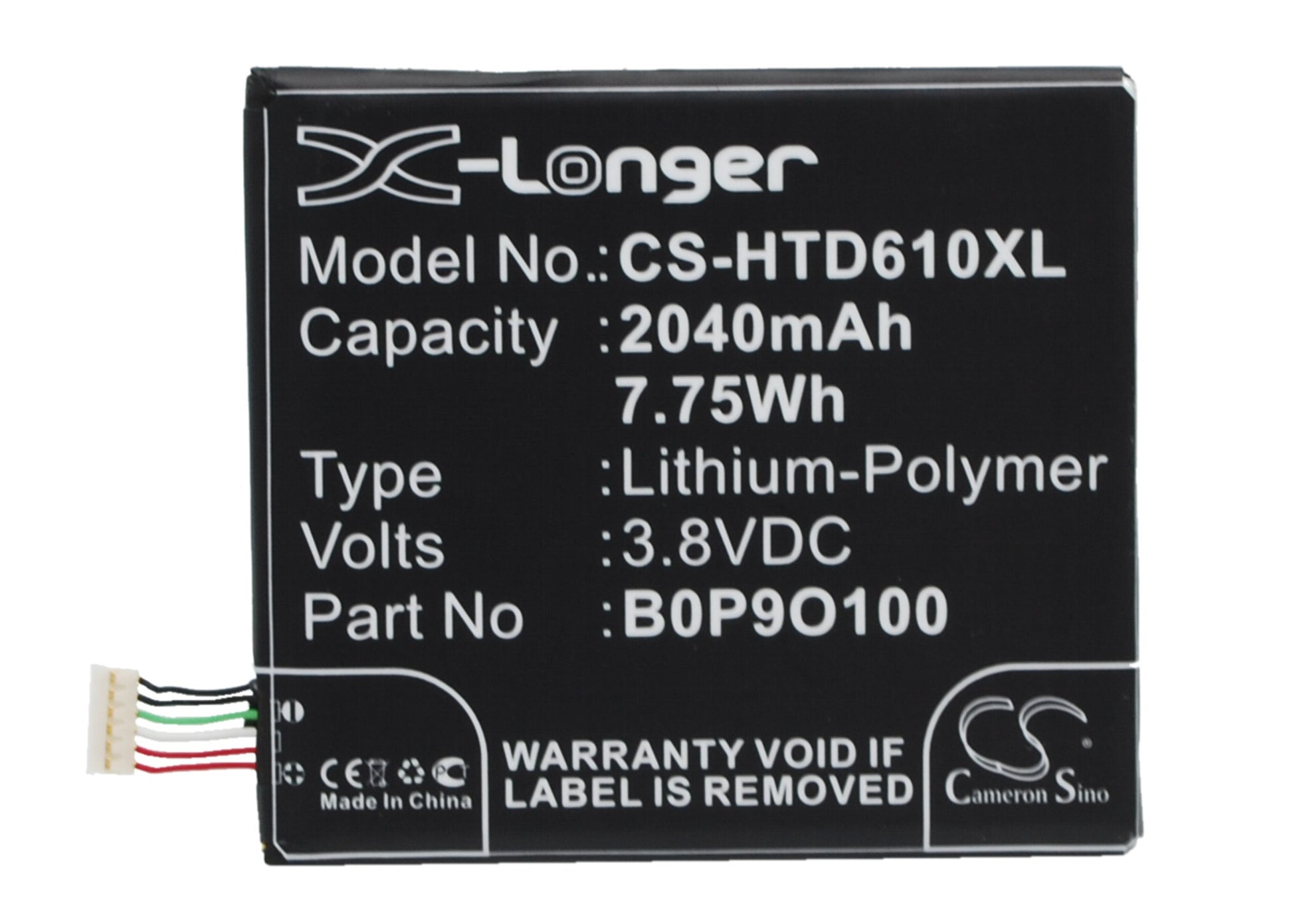 3.8V 2040mAh/7.75Wh Li-Polymer Mobile/SmartPhone Battery for HTC
