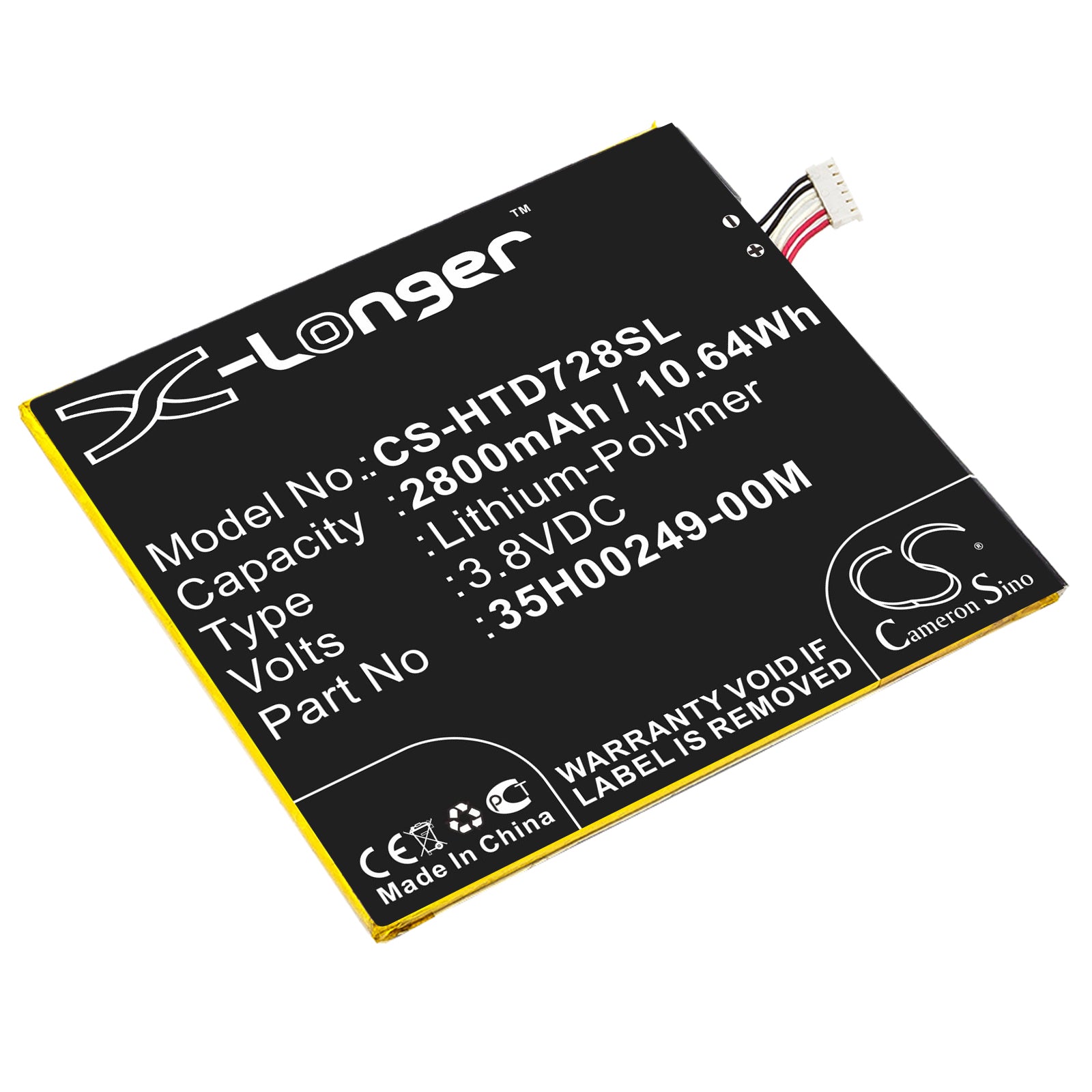 3.8V 2800mAh/10.64Wh Li-Polymer Mobile/SmartPhone Battery for HTC