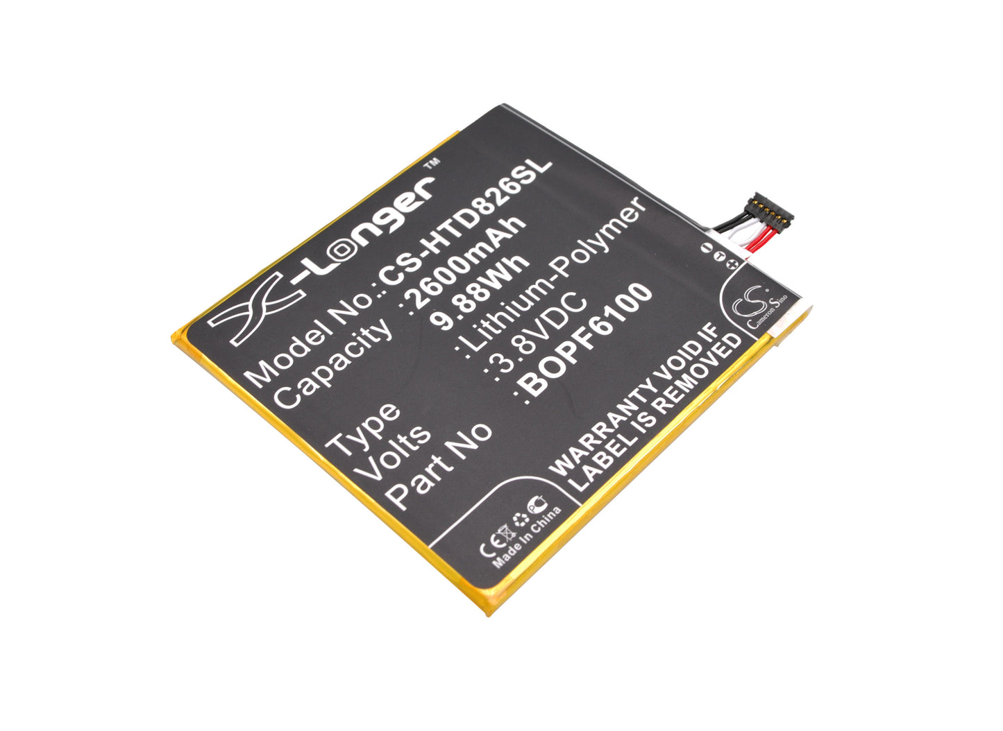 3.8V 2600mAh/9.88Wh Li-Polymer Mobile/SmartPhone Battery for HTC