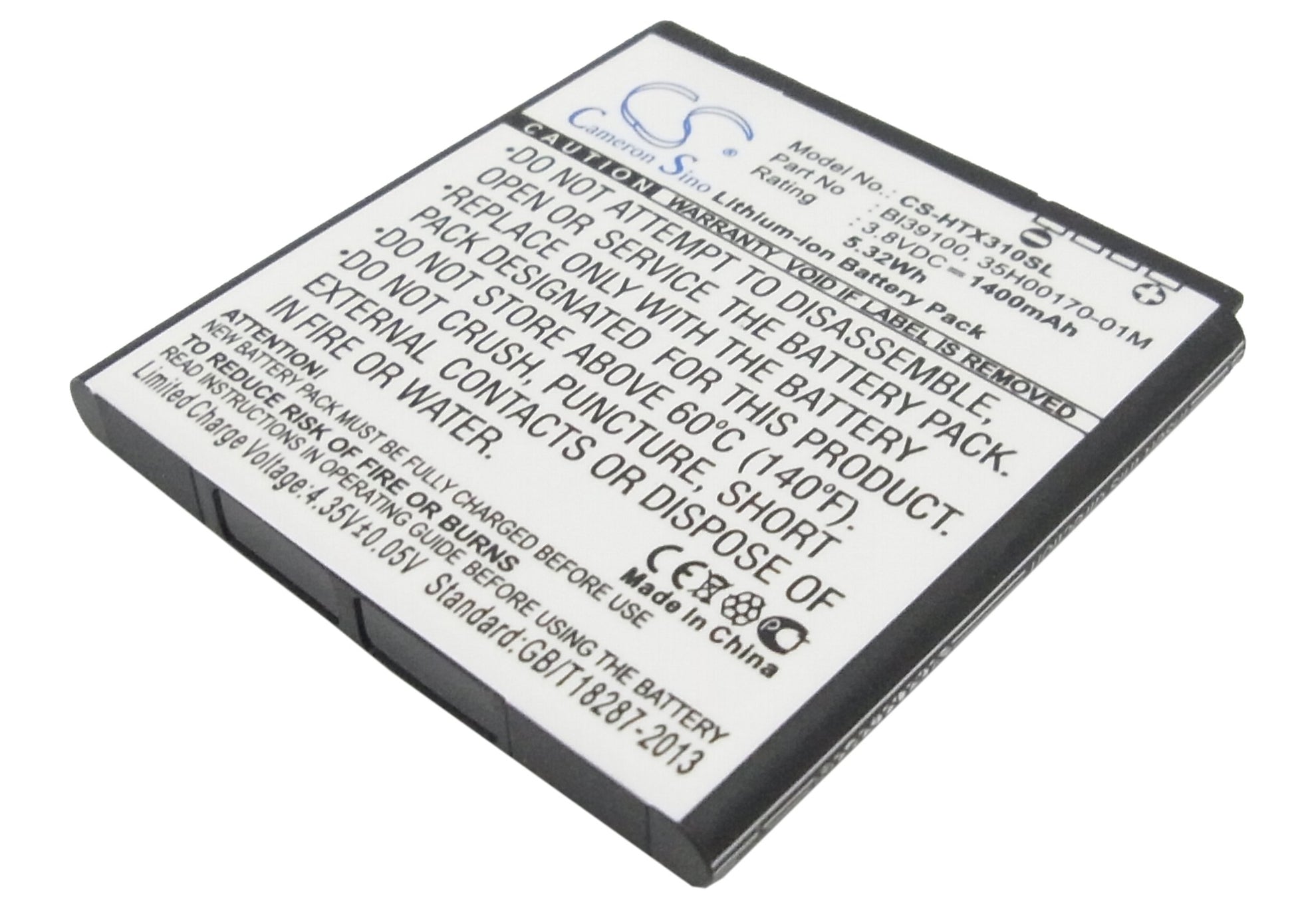 3.8V 1400mAh/5.32Wh Li-ion Mobile/SmartPhone Battery for HTC