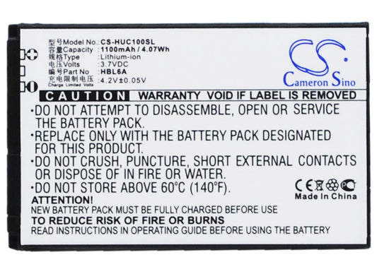 3.7V 1100mAh Li-ion Mobile/SmartPhone Battery for Huawei