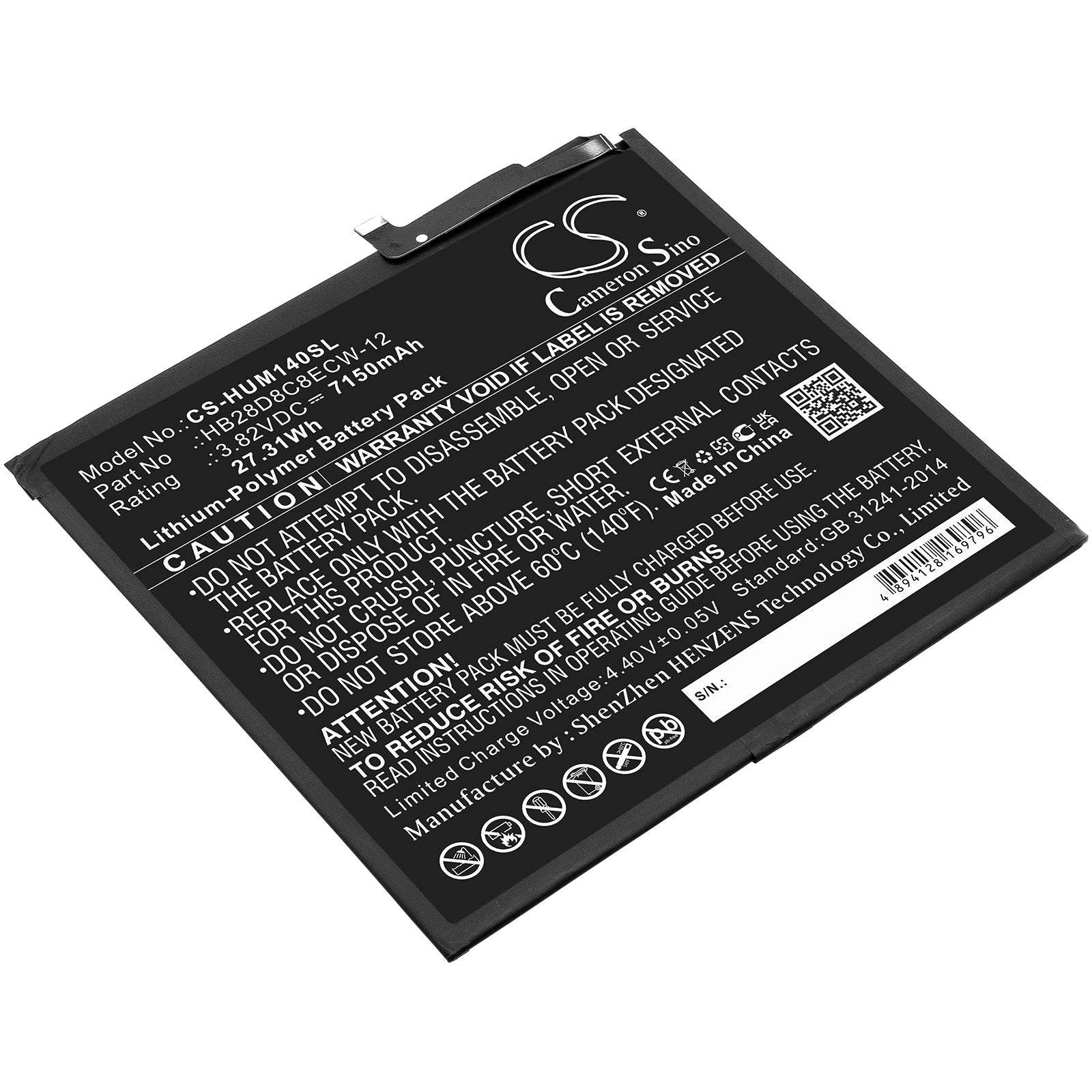 CS-HUM140SL Replacement Battery – Compatible with BAH3-AL00, BAH3-L09, BAH3-W09, MatePad 10.4 2020