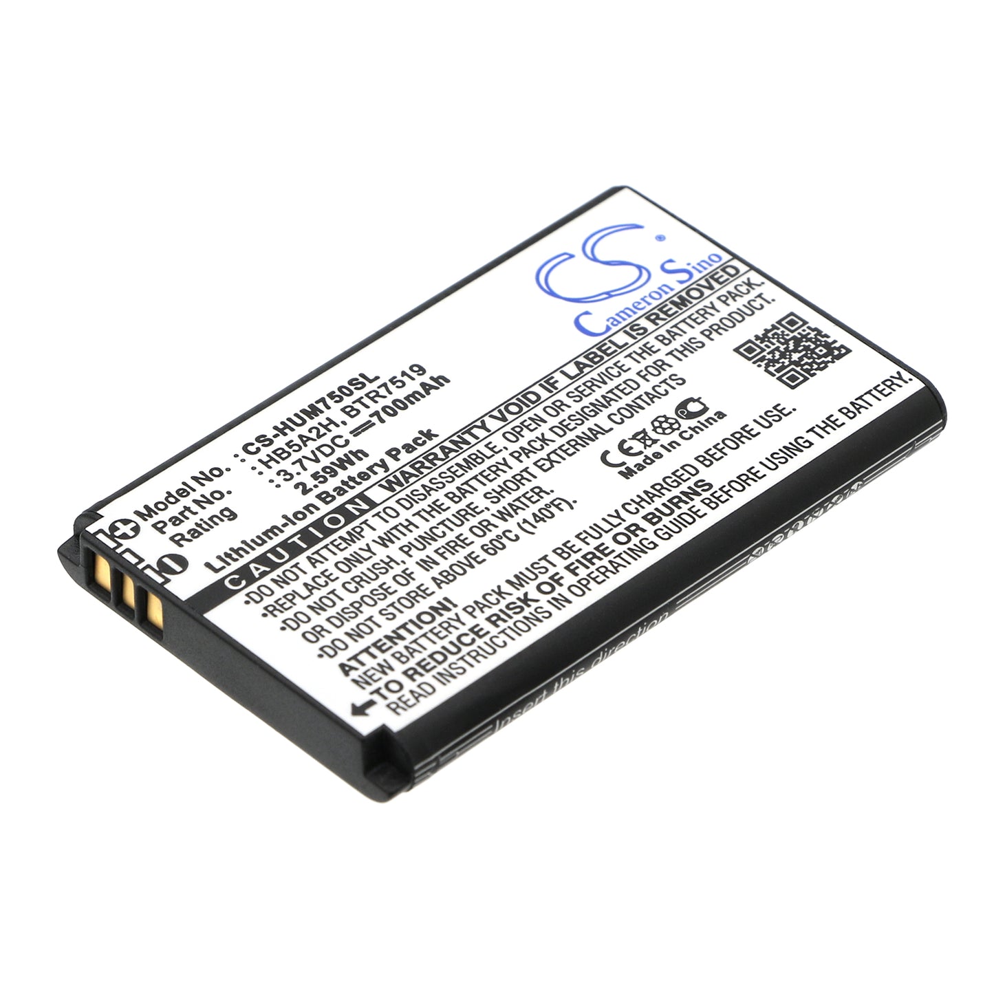 3.7V 700mAh/2.59Wh Li-ion Mobile/SmartPhone Battery for Cricket