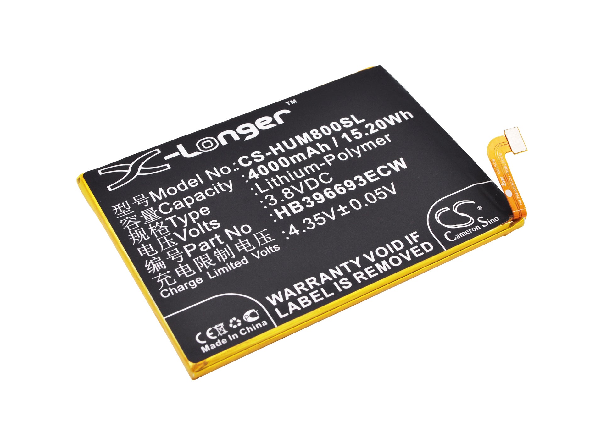 3.8V 4000mAh/15.20Wh Li-Polymer Mobile/SmartPhone Battery for Huawei