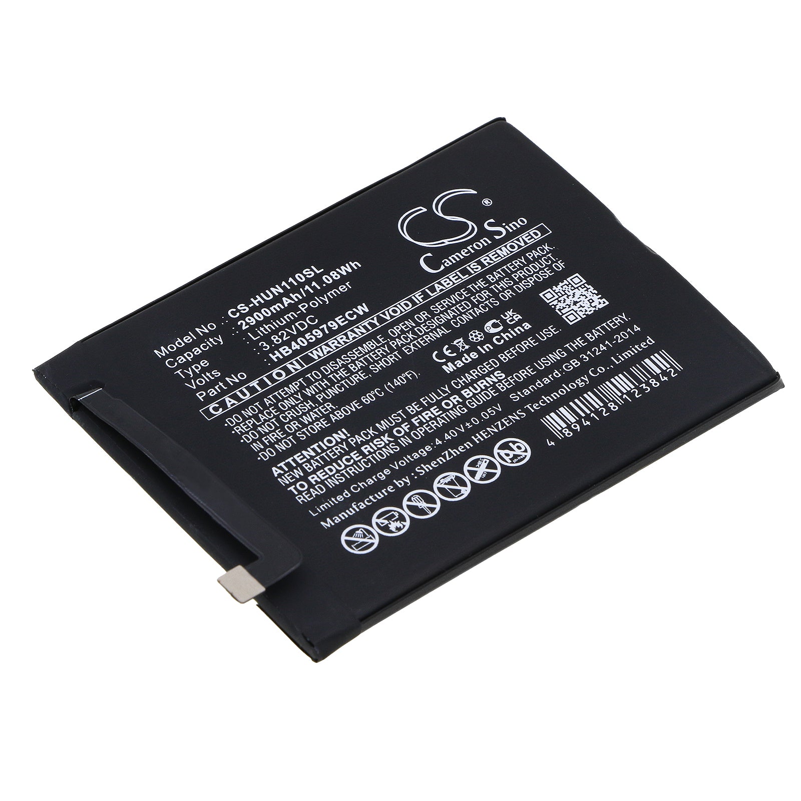 3.82V 2900mAh/11.08Wh Li-Polymer Mobile/SmartPhone Battery for Huawei