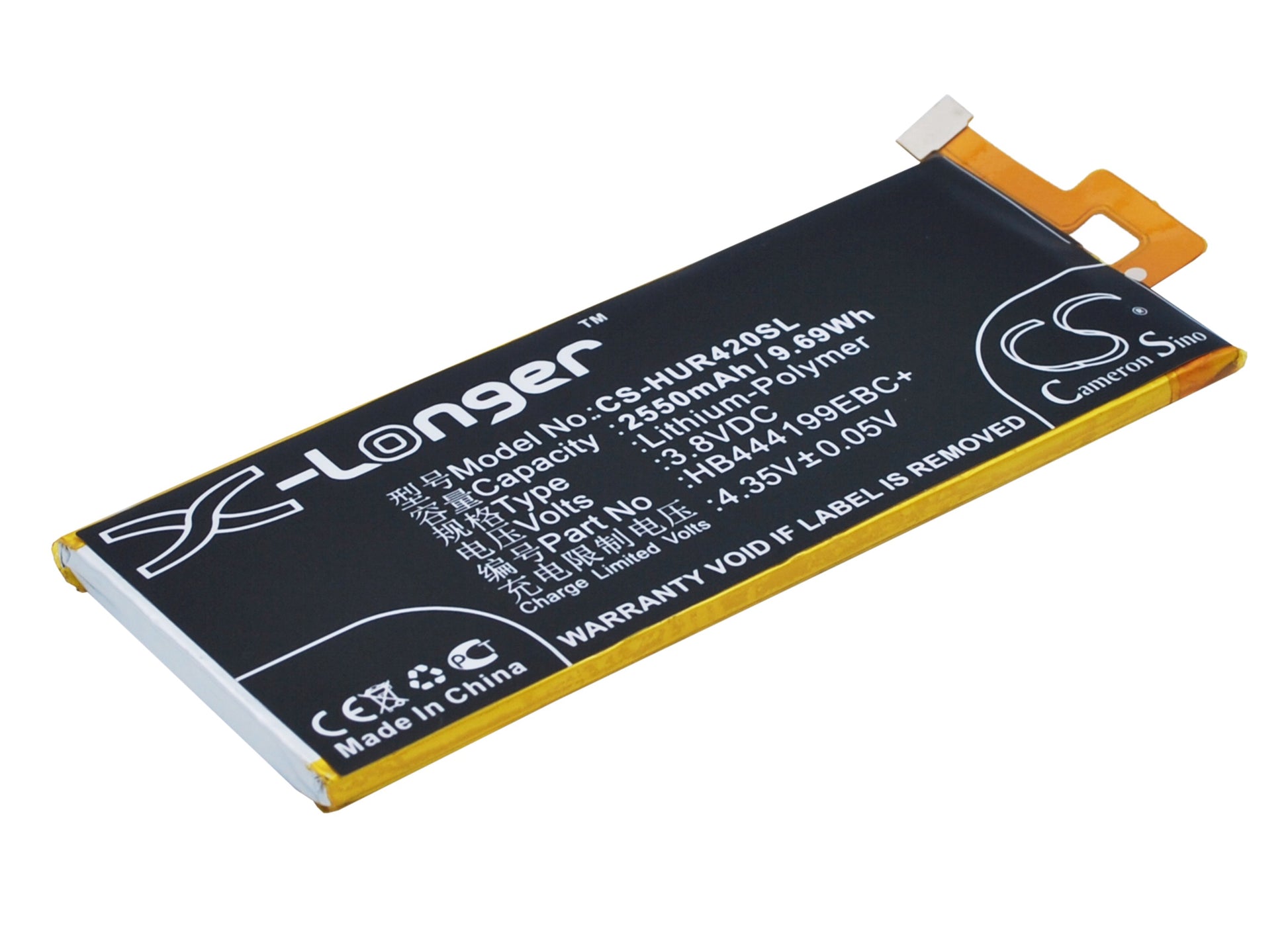 3.8V 2550mAh/9.69Wh Li-Polymer Mobile/SmartPhone Battery for Huawei