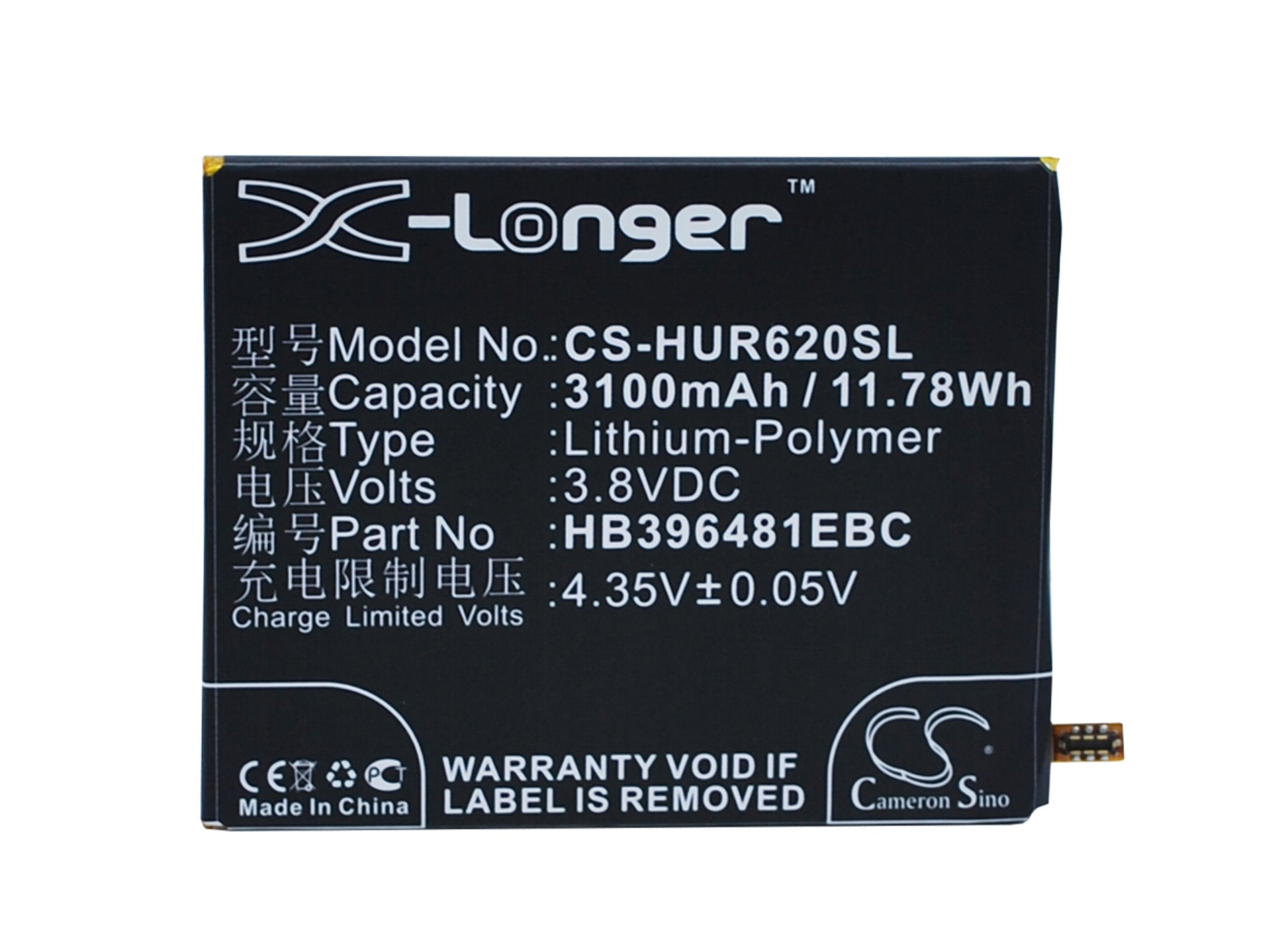 3.8V 3100mAh/11.78Wh Li-Polymer Mobile/SmartPhone Battery for Huawei