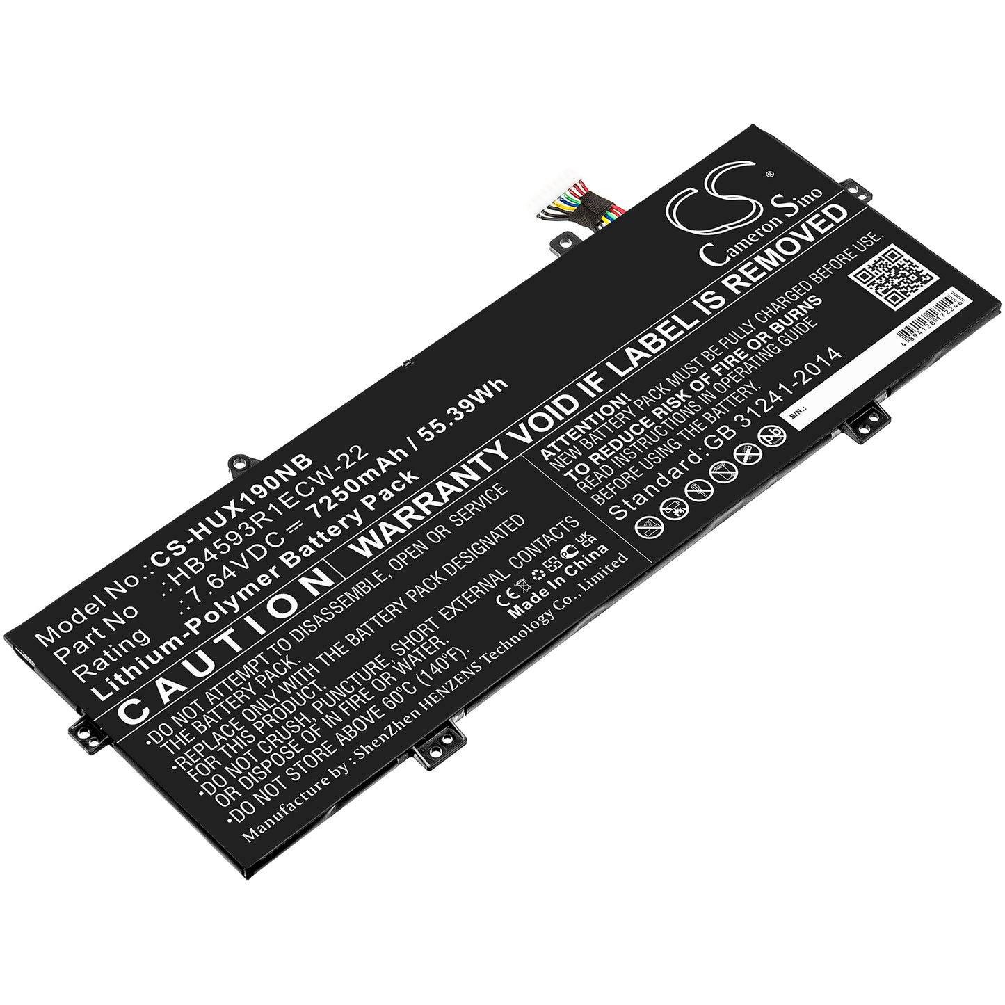 CS-HUX190NB Replacement Battery – Compatible with MACH-W19L, MateBook X Pro 2020, VLT-W60