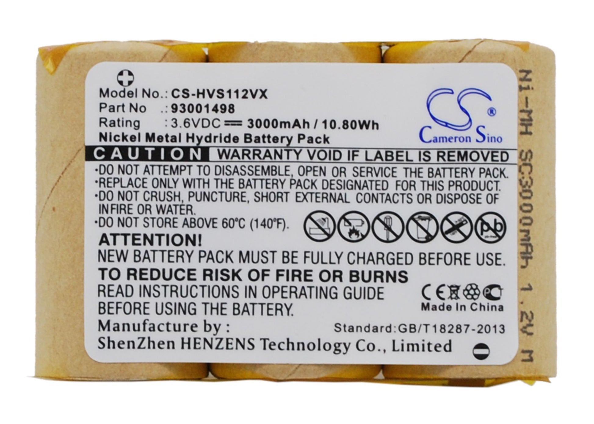 3.6V 3000mAh/10.80Wh Ni-MH Vacuum Battery for Hoover