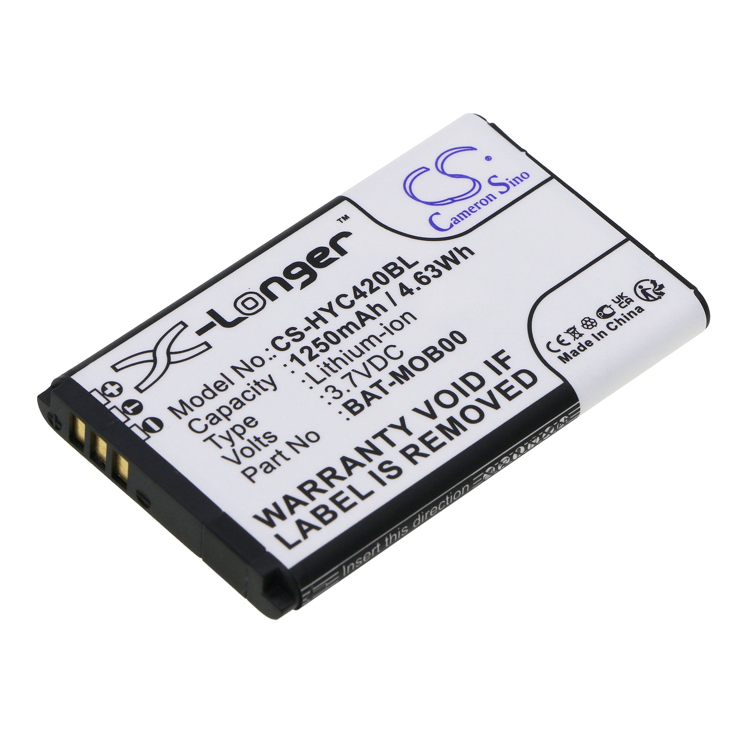 3.7V 1250mAh/4.63Wh Li-ion Barcode/Scanner Battery for Honeywell