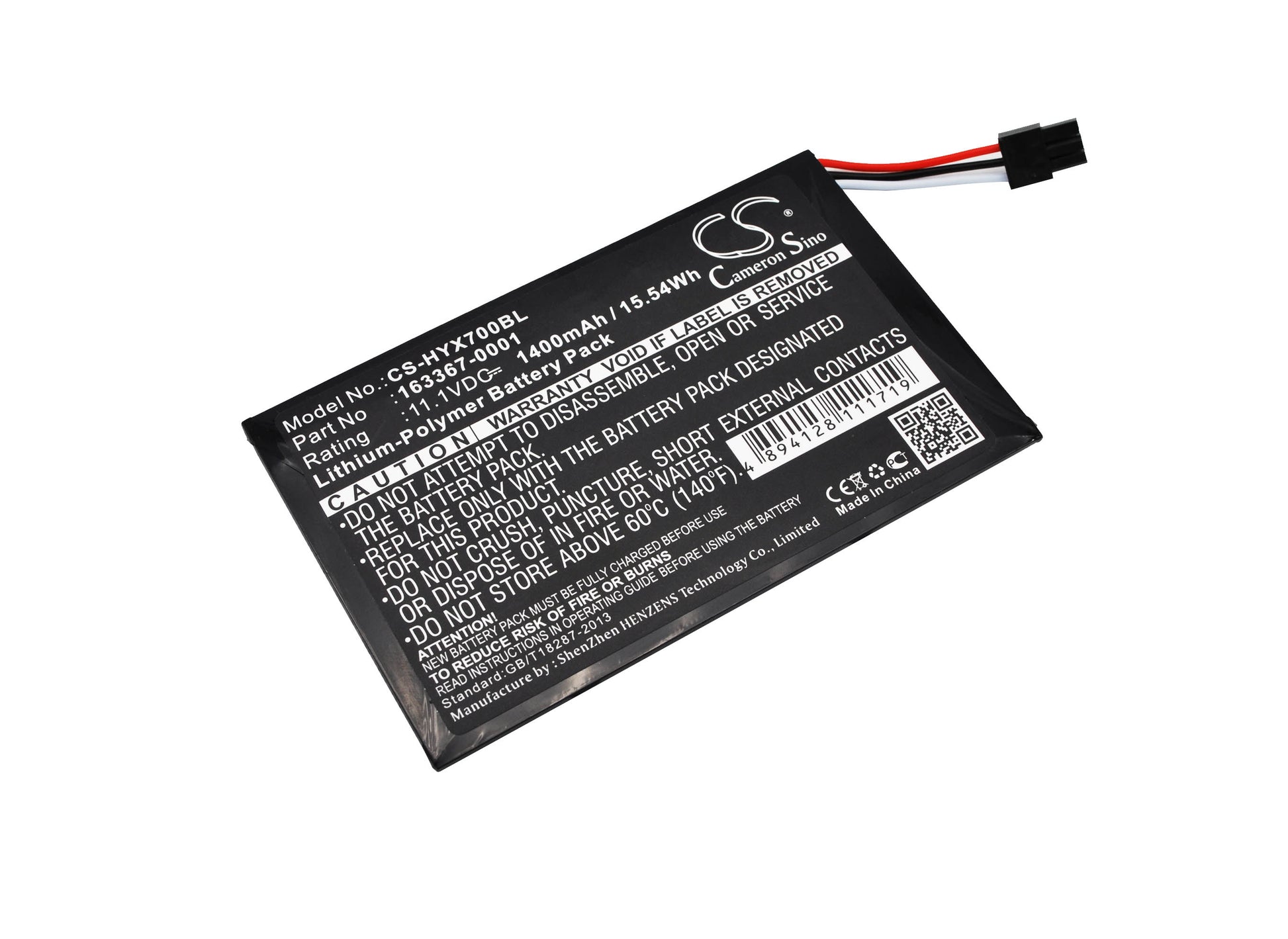 11.1V 1400mAh/15.54Wh Li-Polymer Barcode/Scanner Battery for Honeywell