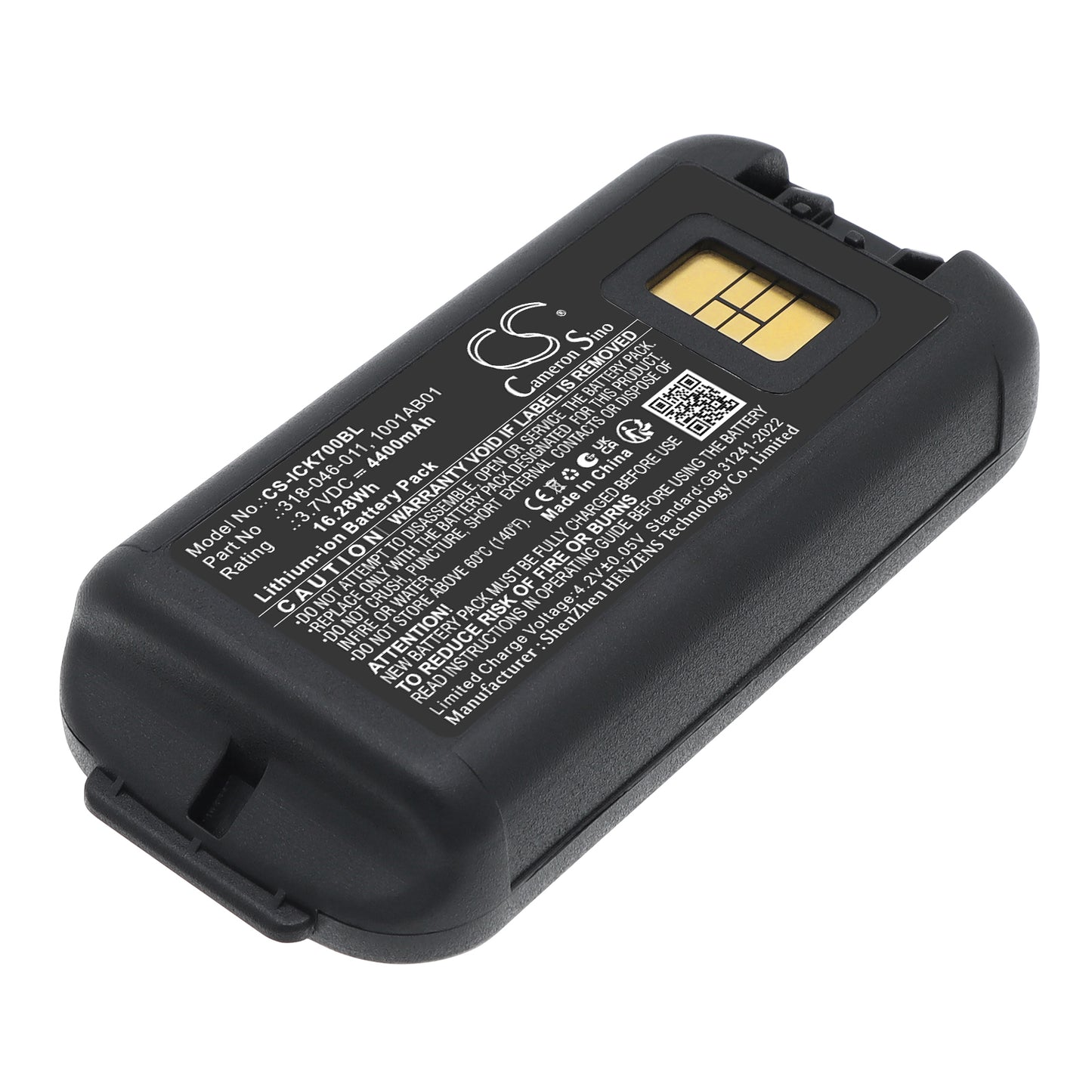 3.7V 4400mAh/16.28Wh Li-ion Barcode/Scanner Battery for Intermec