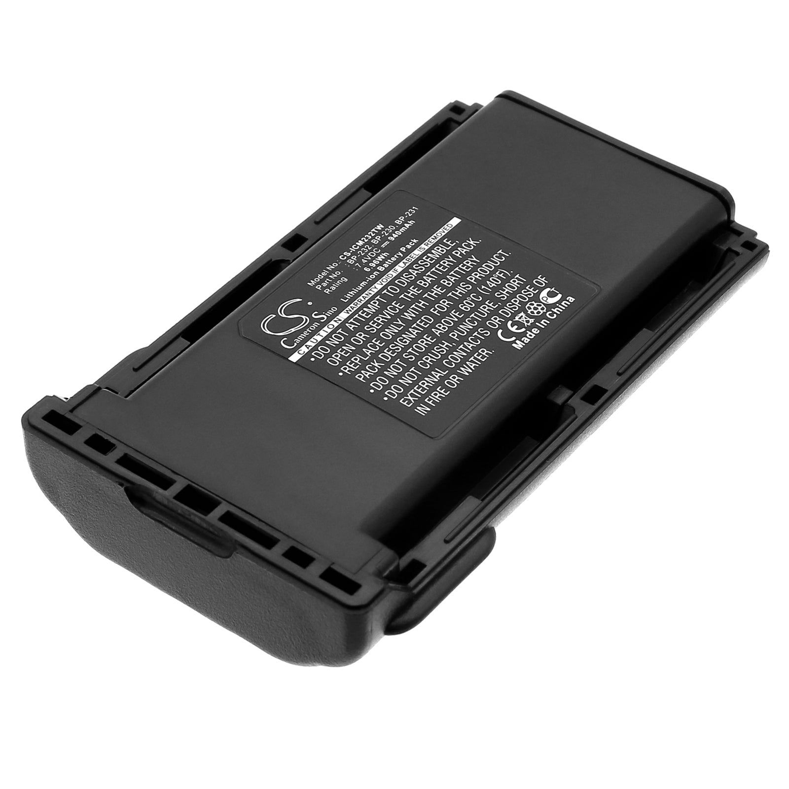 7.4V 940mAh/6.96Wh Li-ion Two-Way Radio Battery for Icom