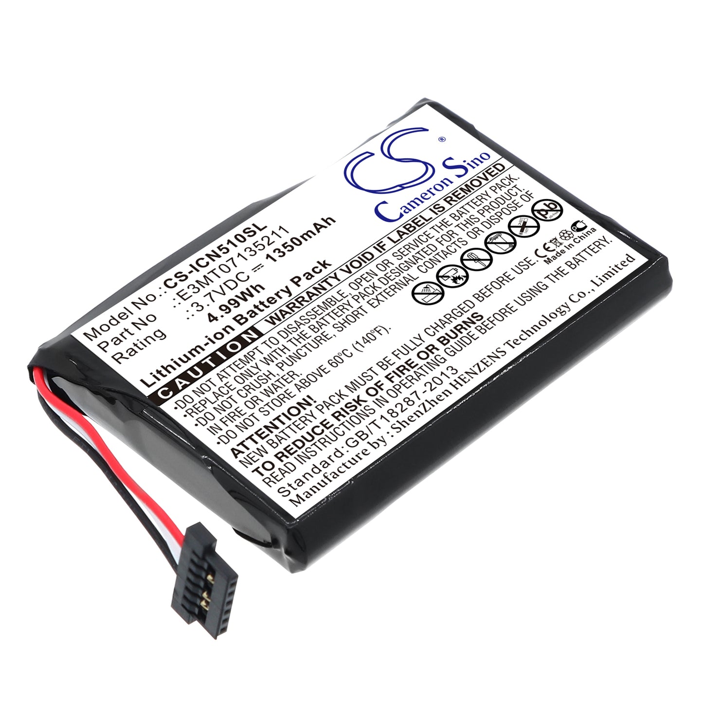 3.7V 1350mAh/5.00Wh Li-ion GPS/Navigator Battery for Navman