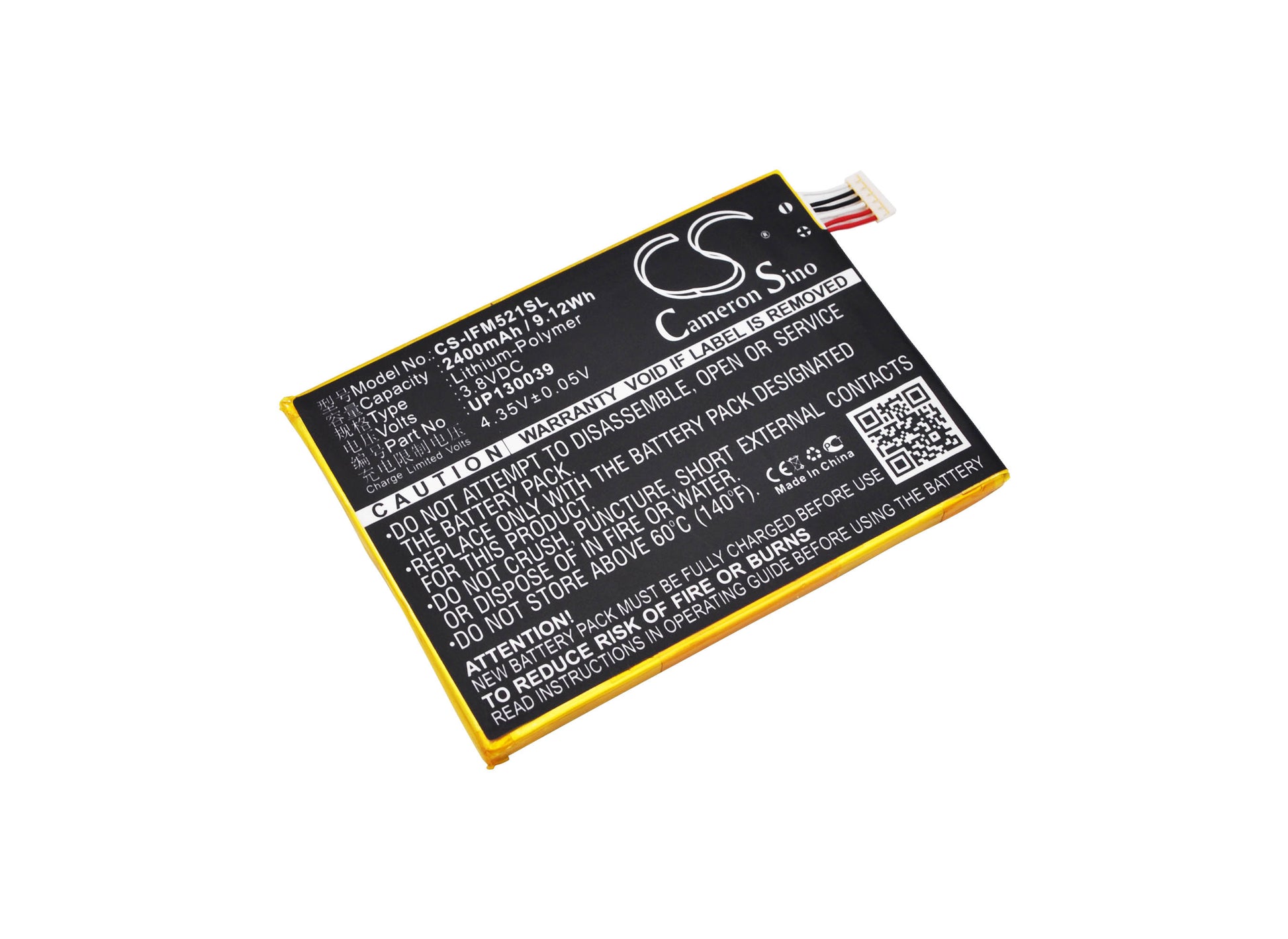 3.8V 2400mAh/9.12Wh Li-Polymer Mobile/SmartPhone Battery for Infocus