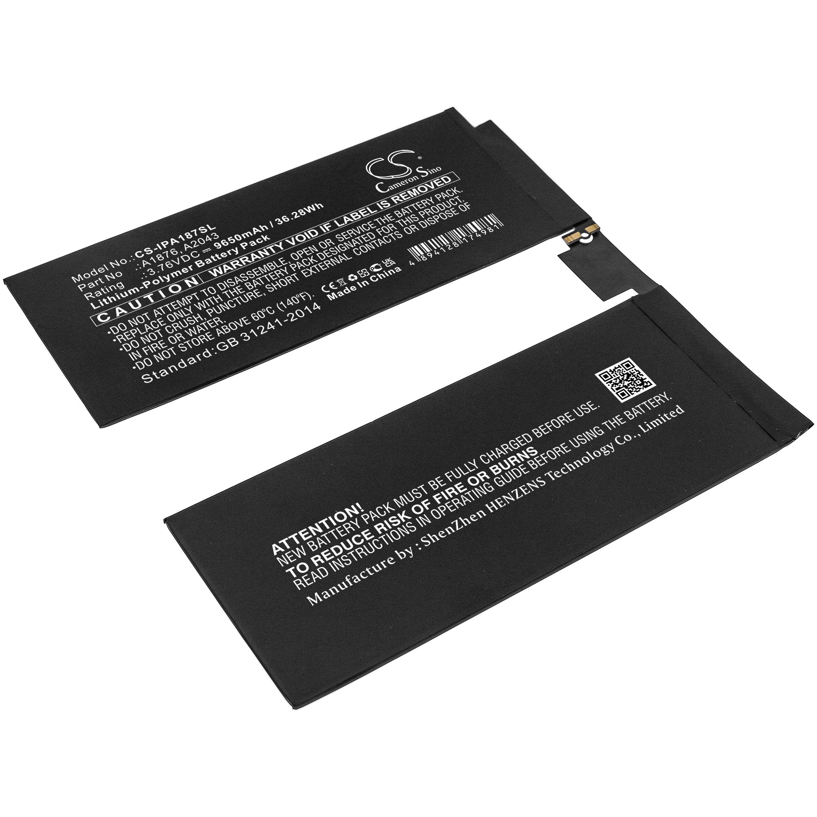 CS-IPA187SL Replacement Battery – Compatible with A1876, A1895, A1983, A2014, A2069, A2229, A2232, A2233, iPad Pro 12.9 2018 3rd Gen, iPad Pro 12.9 3rd, iPad Pro 12.9 4th