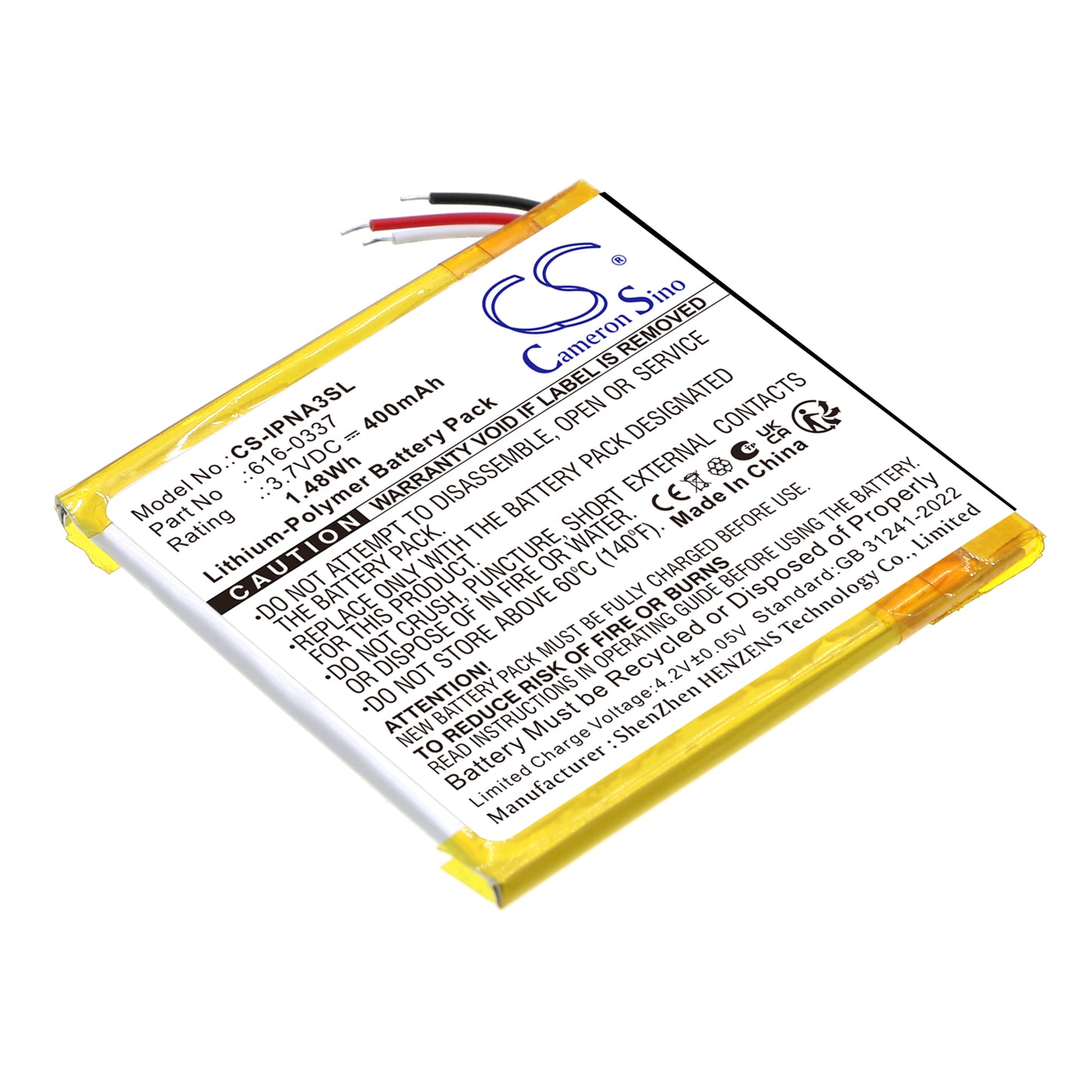 3.7V 450mAh Li-Polymer MP3/MP4/PMP Battery for Apple