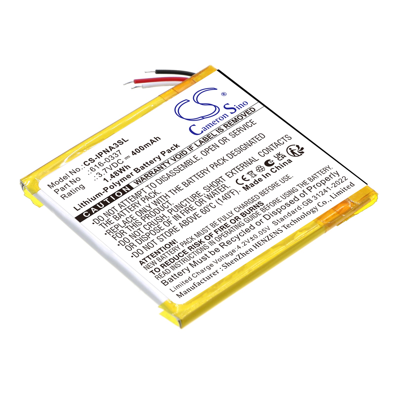 3.7V 450mAh Li-Polymer MP3/MP4/PMP Battery for Apple