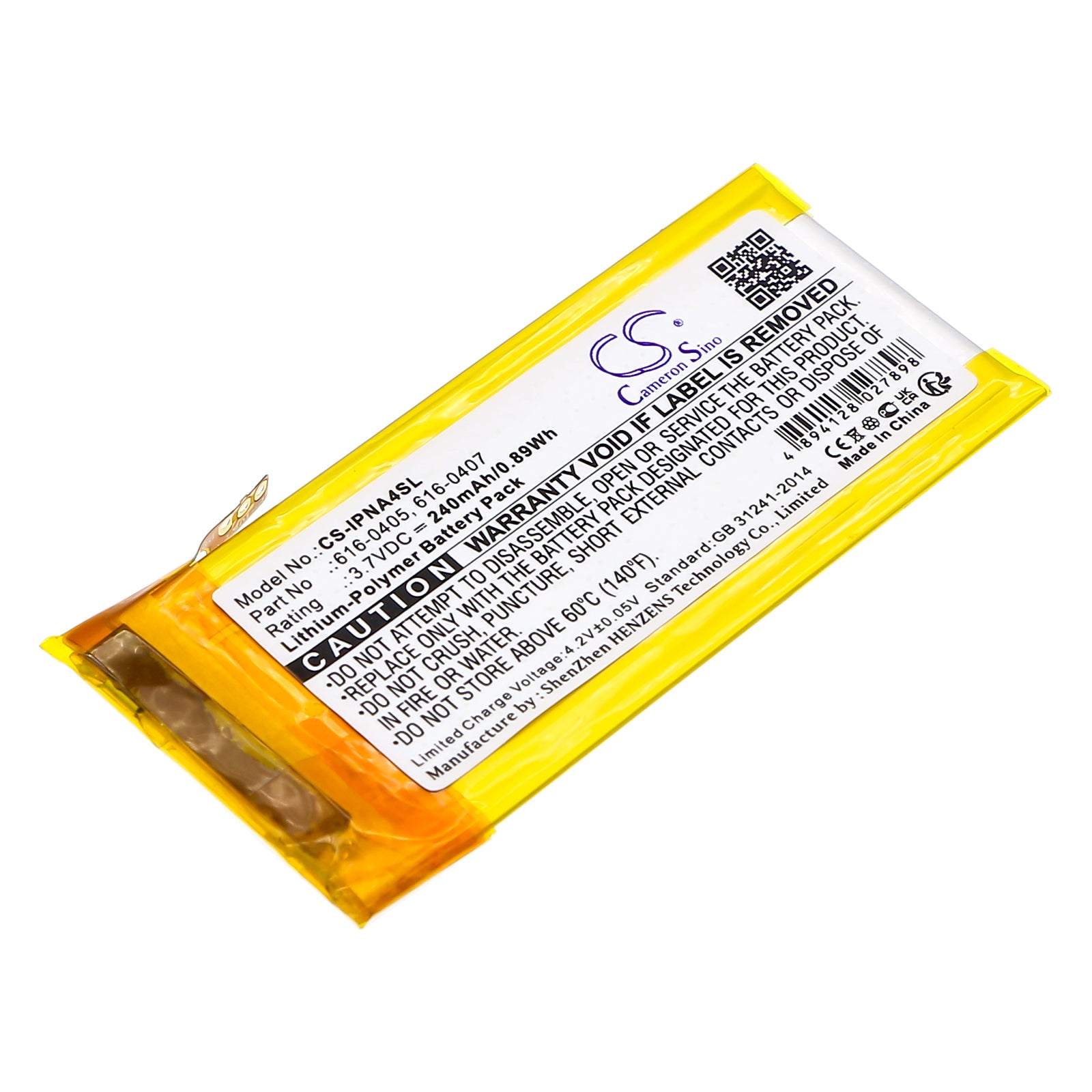 3.7V 240mAh/0.89Wh Li-Polymer MP3/MP4/PMP Battery for Apple