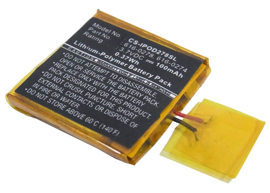 3.7V 100mAh/0.37Wh Li-Polymer MP3/MP4/PMP Battery for Apple