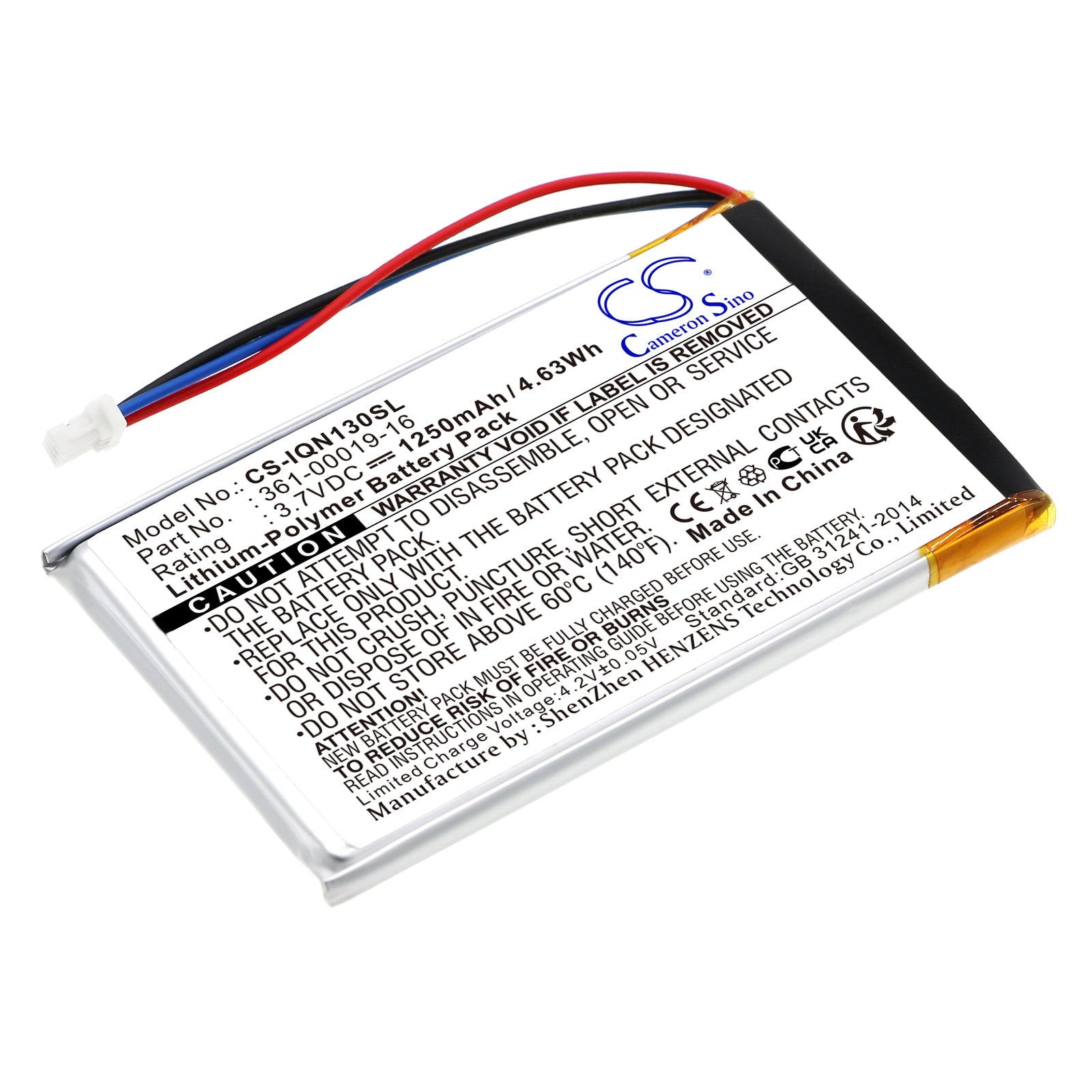 3.7V 1250mAh/4.63Wh Li-Polymer GPS/Navigator Battery for Garmin