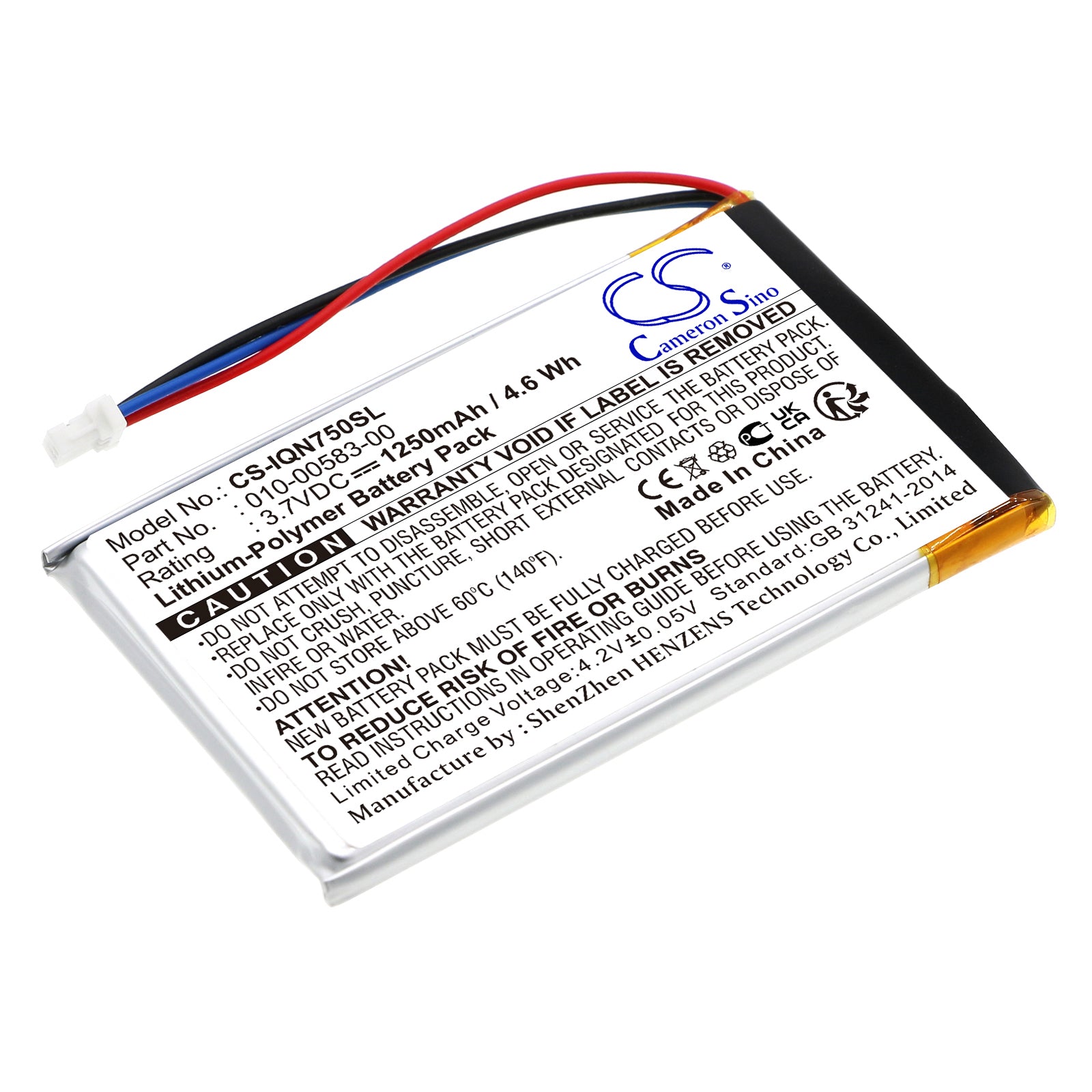3.7V 1250mAh Li-Polymer GPS/Navigator Battery for Garmin
