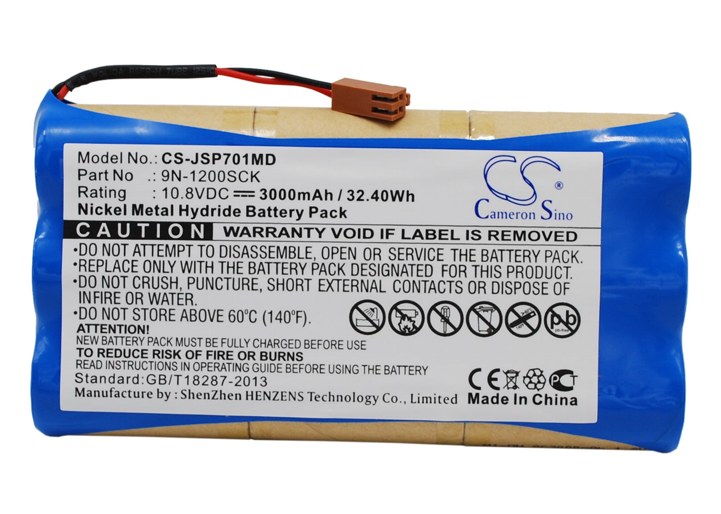 10.8V 3000mAh/32.40Wh Ni-MH Medical Battery for JMS
