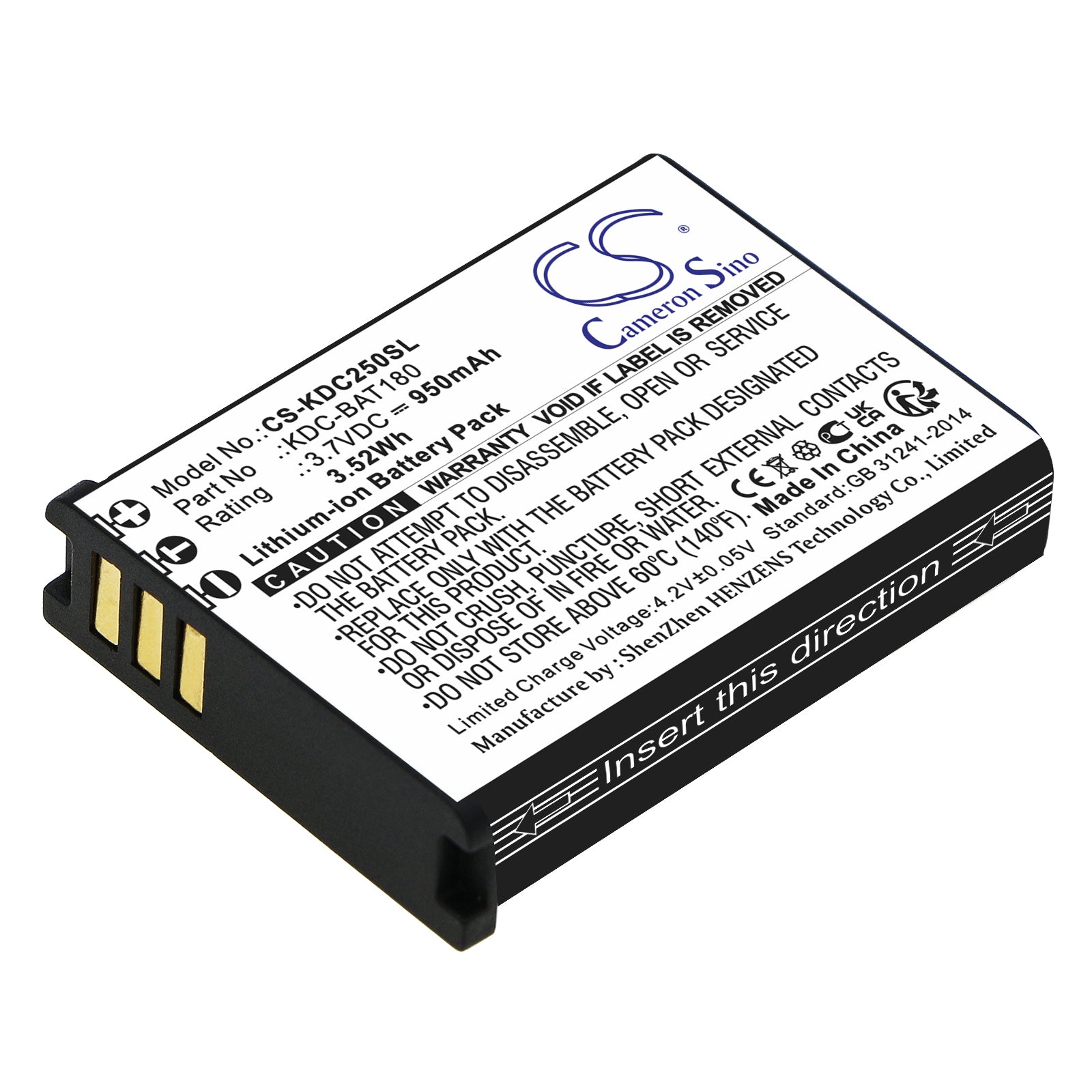 CS-KDC250SL Replacement Battery – Compatible with KDC-250, KDC-300
