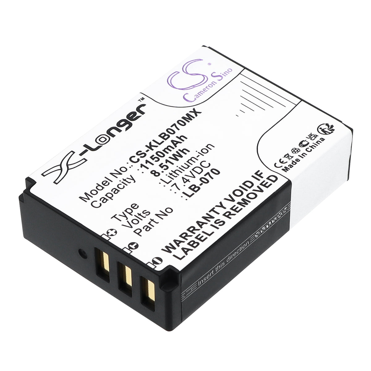 CS-KLIC7006 660mAh / 2.44Wh  Suitable for KODAK Easyshare M883 Zoom, Easyshare M873 Zoom,