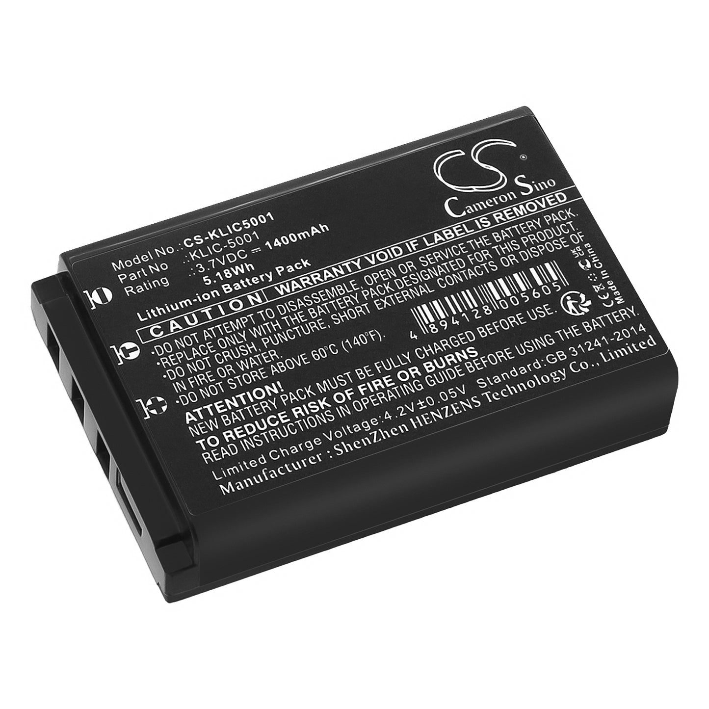 3.7V 1400mAh/5.18Wh Li-ion Camera Battery for Sanyo