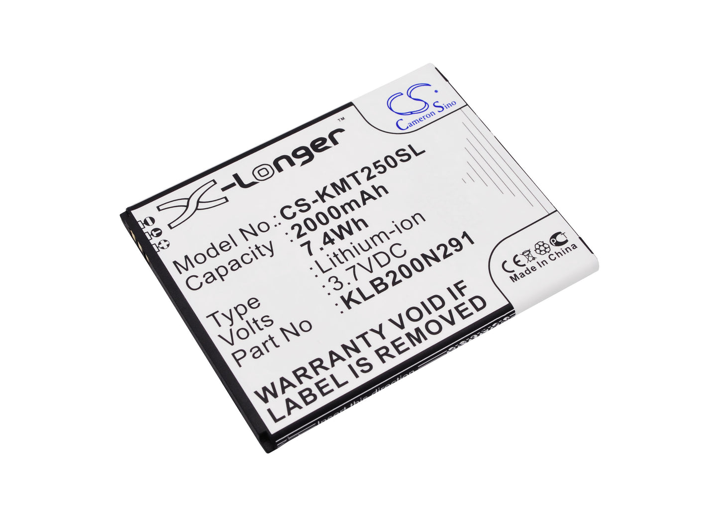 3.7V 2000mAh/7.40Wh Li-ion Mobile/SmartPhone Battery for KAZAM